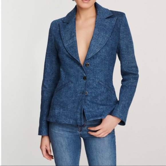 J Brand x Halpern Tailored Denim Blazer Size M NWT - Picture 4 of 12